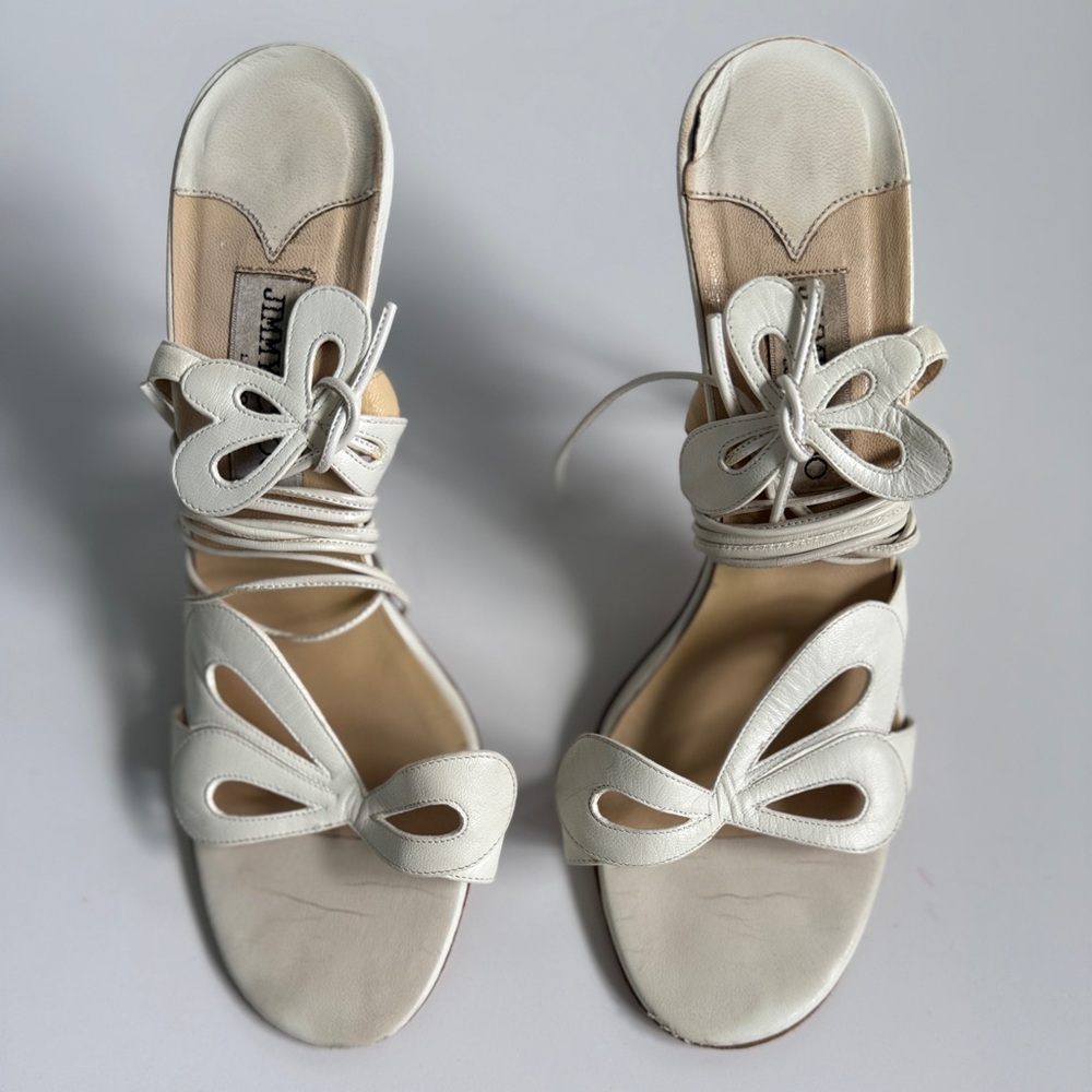 Jimmy Choo White Butterfly Lace-Up Heels